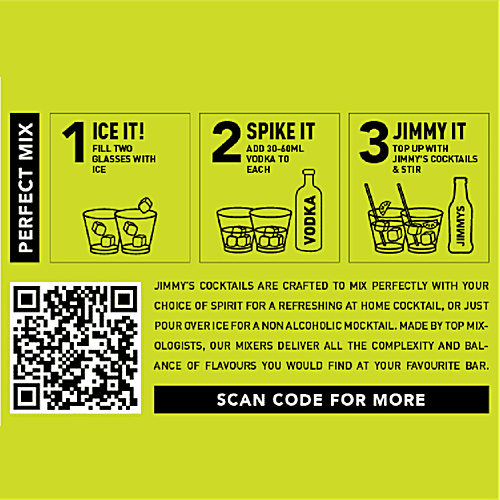 Jimmys Cocktails Margarita - Cocktail & Mocktail Mixer, 250 ml Bottle Finely Crafted
 Authentic Flavour