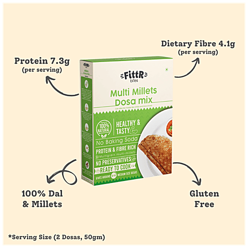 FittR Millets Dosa Mix - Ready To Cook, Natural, No Preservatives, 200 g Box 