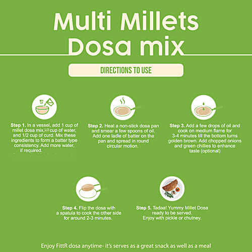 FittR Millets Dosa Mix - Ready To Cook, Natural, No Preservatives, 200 g Box 