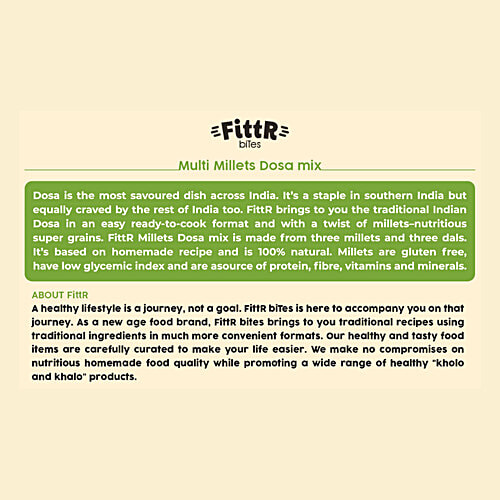 FittR Millets Dosa Mix - Ready To Cook, Natural, No Preservatives, 200 g Box 