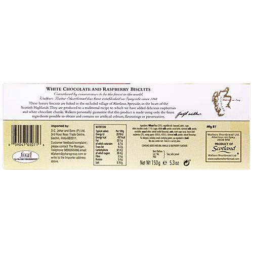 Buy Walkers White Chocolate & Raspberry Biscuits With Natural