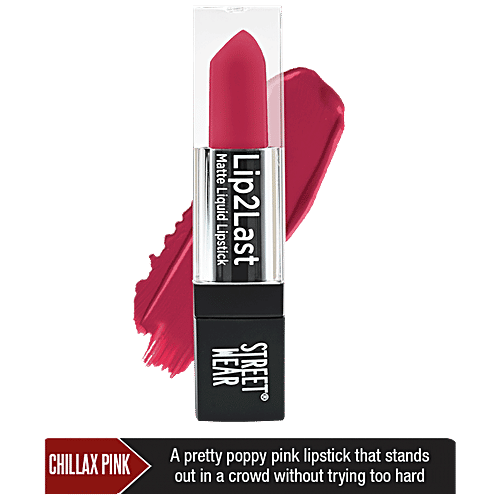 Street Wear Lip2Last Matte Liquid Lipstick - With Vitamin E, 24 Hours Smudge & Transfer Proof, 3.15 g Chillax Pink 