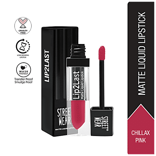 Street Wear Lip2Last Matte Liquid Lipstick - With Vitamin E, 24 Hours Smudge & Transfer Proof, 3.15 g Chillax Pink 