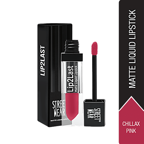 Street Wear Lip2Last Matte Liquid Lipstick - With Vitamin E, 24 Hours Smudge & Transfer Proof, 3.15 g Chillax Pink 