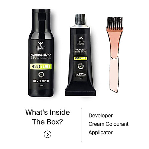 Bombay Shaving Company Natural Black Beard Colour - Henna & Amla, Long Lasting, 60 ml (Colourant + Developer, 30 ml each) 