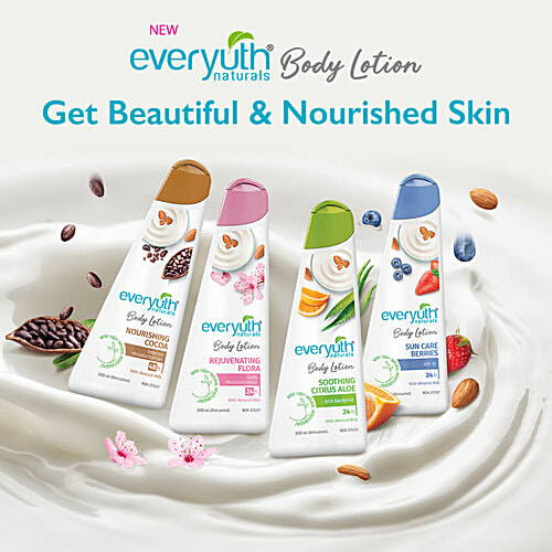 Everyuth Naturals Soothing Citrus Aloe Body Lotion - With Almond Milk, Anti Bacterial, Moisturizer, 200 ml Bottle 
