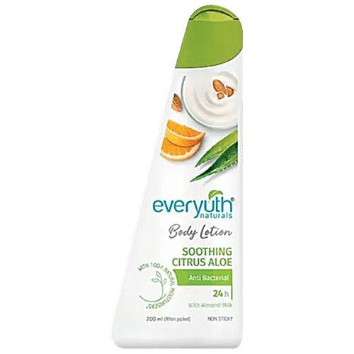 Everyuth Naturals Soothing Citrus Aloe Body Lotion - With Almond Milk, Anti Bacterial, Moisturizer, 200 ml Bottle 