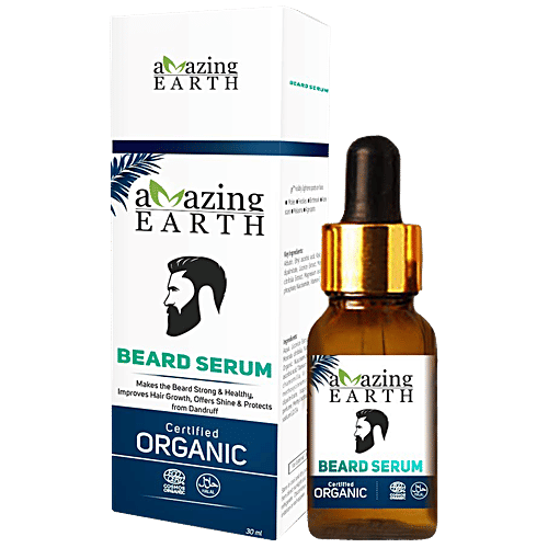 Amazing Earth Beard Serum - Certified Organic, Makes Strong & Healthy Hair, 30 ml Bottle 