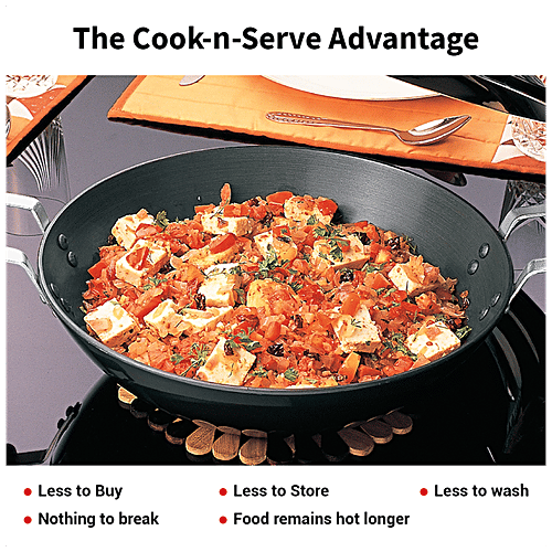 Hawkins Futura Hard Anodised Aluminium Deep-Fry Pan/Kadhai - 30 cm, 4.06 mm with Steel Lid, AD375S, 3.75 L  