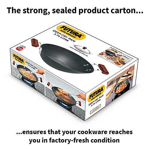 Hawkins Futura Hard Anodised Aluminium Deep-Fry Pan/Kadhai - 30 cm, 4.06 mm with Steel Lid, AD375S, 3.75 L  