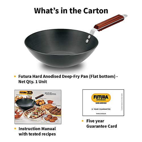 Hawkins Futura Hard Anodised Aluminium Deep Fry/Wok Pan - Flat Bottom, 26 cm, 4.06 mm, ADL25, 2.5 l  