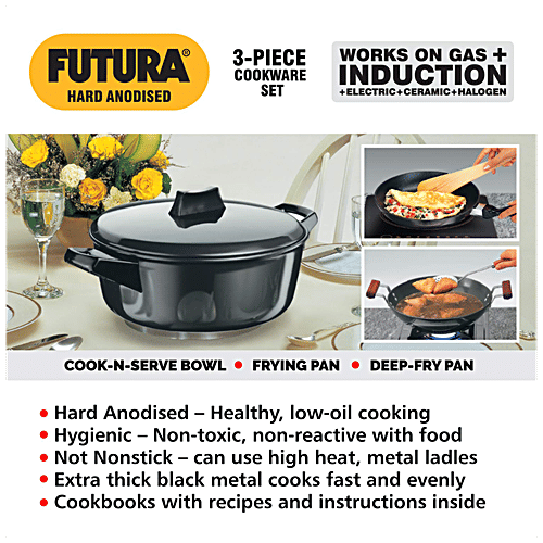 Buy Hawkins Futura Hard Anodised Induction Compatible Cookware Set Black, IASET1 Online at