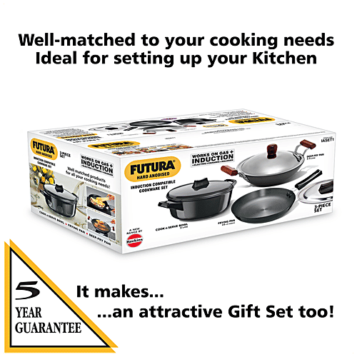 Buy Hawkins Futura Hard Anodised Induction Compatible Cookware Set Black, IASET1 Online at