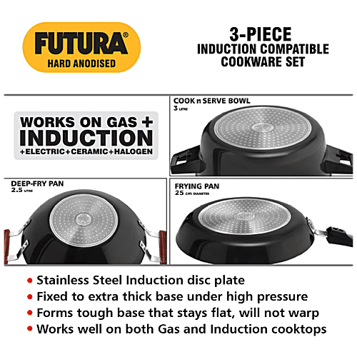 Buy Hawkins Futura Hard Anodised Induction Compatible Cookware Set Black, IASET1 Online at