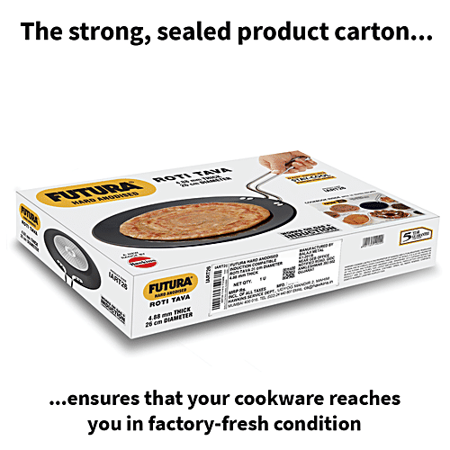 Hawkins Futura Hard Anodised Roti Tawa - Induction Base, 26 cm, 4.88 mm, Stainless Steel Handle, IART26, 1 pc  