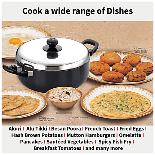 Hawkins Futura Hard Anodised Aluminium All-Purpose Pan/Frying Pan - Non Stick, 22 cm, 3.25 mm, Steel Lid, NAP30, 3 l