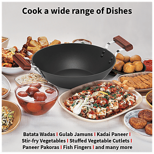 Hawkins Futura Hard Anodised Non-Stick Deep Fry Pan Flat Bottom - Non Stick, 26 cm, 3.25 mm, ND25, 2.5 l  