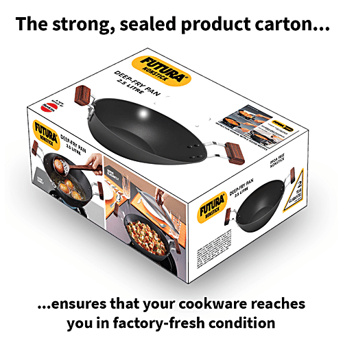 Hawkins Futura Hard Anodised Non-Stick Deep Fry Pan Flat Bottom - Non Stick, 26 cm, 3.25 mm, ND25, 2.5 l  