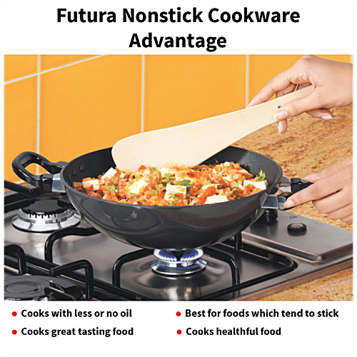 Hawkins Futura Hard Anodised Aluminium Deep Fry Pan/Kadhai - Non Stick, 26 cm, 3.25 mm, Stainless Steel Lid, NK25S, 2.5 l  
