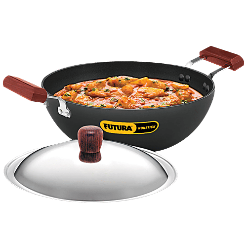 Buy Hawkins Futura Nonstick Induction Compatible Deep Kadhai/Fry Pan Flat Bottom, With