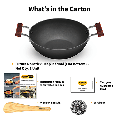 Buy Hawkins Futura Nonstick Induction Compatible DeepKadhai/Pan Flat Bottom, Diameter 26 cm