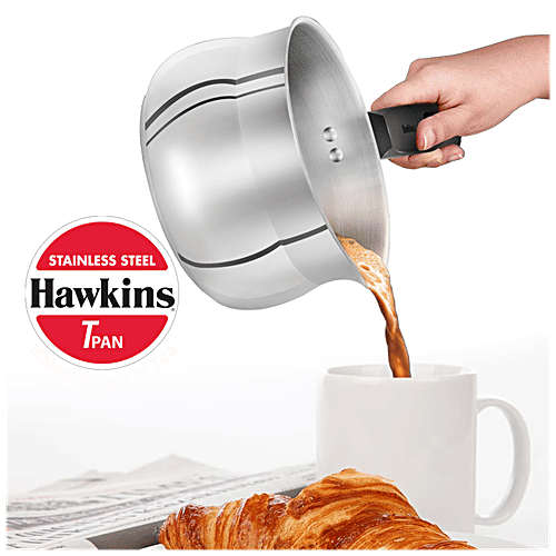 Hawkins Stainless Steel Tpan - Induction Base, Ezee-Pour, 4.7 mm, Plastic Handle, SST15, 1.5 l