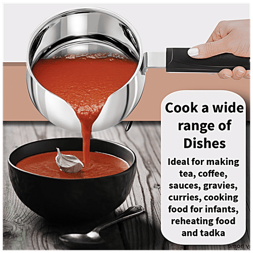 Hawkins Stainless Steel Tpan - Induction Base, Ezee-Pour, 4.7 mm, Plastic Handle, SST15, 1.5 l