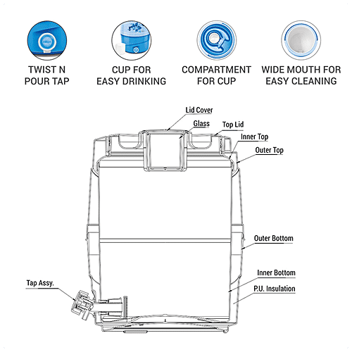 Milton Jug-Kool Rover Insulated Plastic Water Jug (EC-THF-FTW-0015) - Orange, 11 L  