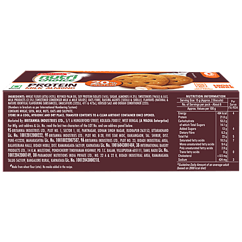 Buy Britannia Nutri Choice Protein Milk Almond Biscuits 0 Maida
