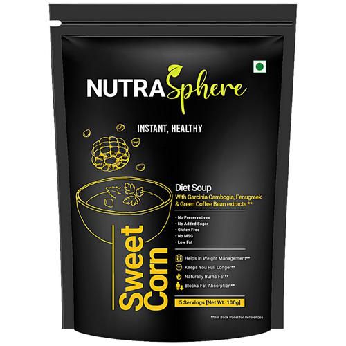 NutraSphere Sweet Corn Diet Soup - All Natural Instant & Healthy With Garcinia, 5 Servings, 100 g  