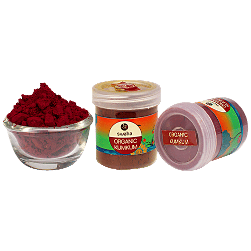 Swaha Organic Kumkum - Pure, No Harmful Chemicals, Maroon, 40 g  Pure Organic Kumkum
 No Harmful Chemicals