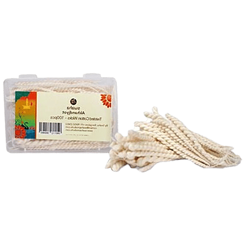Swaha Akhand Jyot Twisted Cotton Wicks - Made up Of Soft, Pure Cotton, 100 pcs  