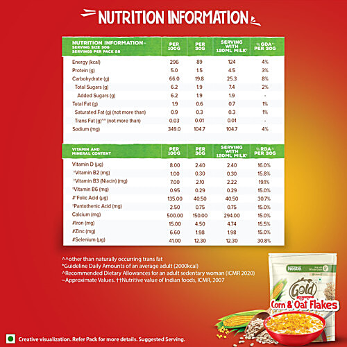 Nestle Gold Crunchy Oats & Cornflakes With Immuno-Nutrients, Wholegrain, Breakfast Cereal, 230 g Pouch 