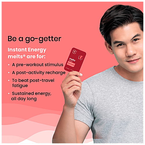 Wellbeing Nutrition Melts Into Instant Energy Thin Strips - Green Tea Caffeine + Electrolyte, Strawberry Mint Flavour, 60 g (30 pcs x 2 g each) Plant Based, Sugar Free, Instant Action