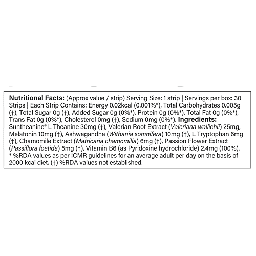 Wellbeing Nutrition Melts Into A Restful Sleep Oral Thin Strips - Melatonin 10mg, Calming Chamomile Lavender, 60 g (30 pcs x 2 g each) 