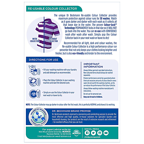 Dr. Beckmann Colour & Dirt Collector Reusable Sheet - Long Lasting Colour Protection, For Upto 30 Washes, 1 pc  