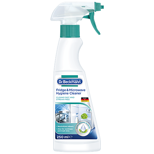 Dr. Beckmann Fridge & Microwave Hygiene Cleaner - Cleans Thoroughly & Neutralises Odours, Contains Organic Alcohol, 250 ml  Cleans Thoroughly
 Neutralises Odours