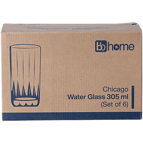bb home Water/ Juice Glass Set - Chicago, 305 ml (Set of 6) 