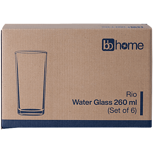 bb home Water/ Juice Glass - Rio, 260 ml (Set of 6) 