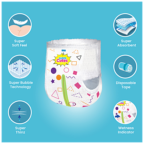 Buy Super Cute's WonderThinz Ultra Thin Pull Up Diapers Soft, Absorbent, Wetness Indicator, L