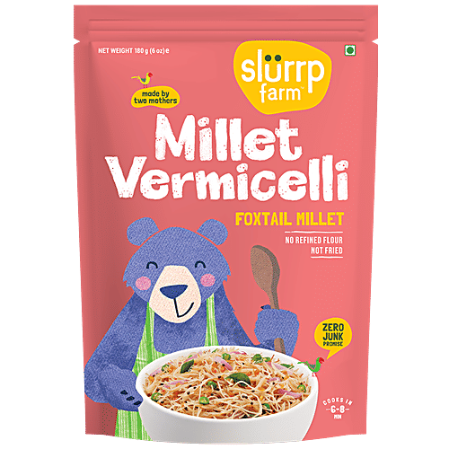 Slurrp Farm Foxtail Millet Vermicelli/Semiya - No Refined Flour, 180 g Pouch Rich In Vitamins & Minerals, Not Fried