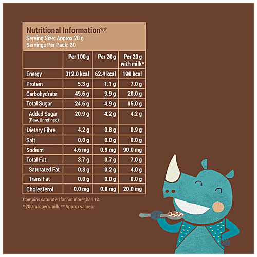 Slurrp Farm Choco Crunch Breakfast Cereal - Ragi Stars & Moons, 400 g Box 