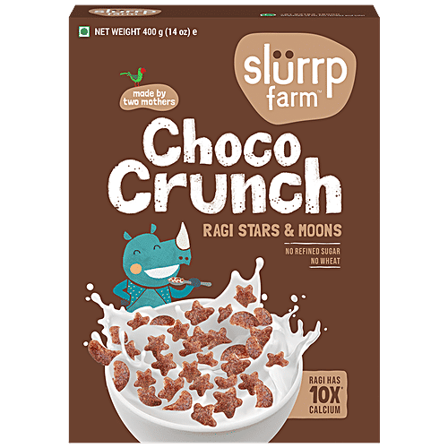 Slurrp Farm Choco Crunch Breakfast Cereal - Ragi Stars & Moons, 400 g Box 