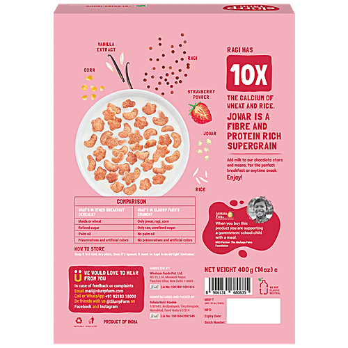 Slurrp Farm Berry Crunch Breakfast Cereal - Ragi Stars & Moons, Healthy Millet, No Maida/Sugar, 400 g Box