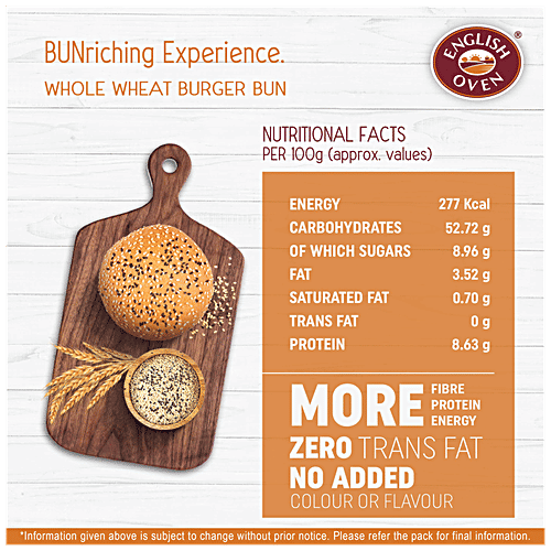 Buy English Oven Whole Wheat Bun Nutritious & Delicious, PreSliced