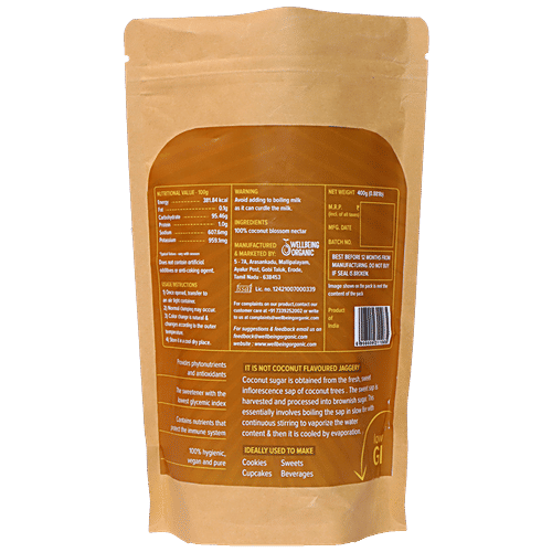 Coconut Culture Unrefined Coconut Sugar - Pure, Natural, Low GI Sweetener, Rich In Nutrition, 400 g Pouch