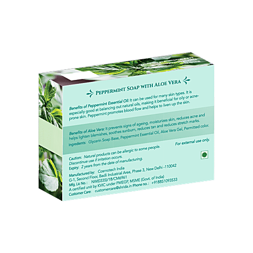 Shrida Peppermint Soap - With Aloe Vera, Prevents Acne, Pimples, 125 g