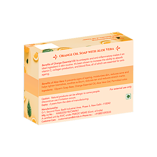 Shrida Orange Oil Soap - With Aloe Vera, Rich In Vitamin C, Antiseptic Properties, 125 g  