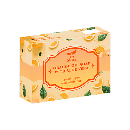 Shrida Orange Oil Soap - With Aloe Vera, Rich In Vitamin C, Antiseptic Properties, 125 g  