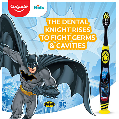 Colgate Extra Soft Toothbrush - For Kids, Batman, With Tongue Cleaner, 3 pcs  